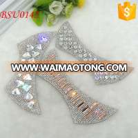 20116 white rhinestone pu leather shoe upper for sandal