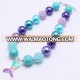 Custom Gradient Pearl Bubblegum Chunky Bead Mermaid Tail Pendant Necklace For Kid